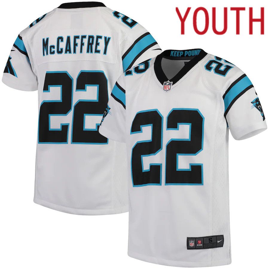 Youth Carolina Panthers #22 Christian McCaffrey Nike White Player Game NFL Jersey